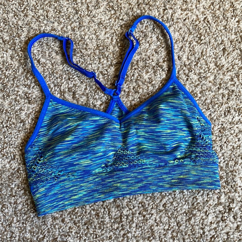 PINK Victoria’s Secret green & blue sports bra